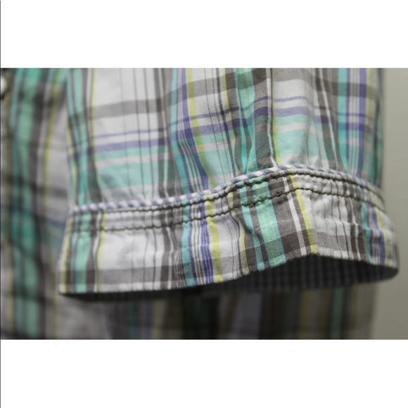 EDC Esprit Men Short Sleeve Button Down Shirt Plaid Green White Medium - Picture 8 of 12